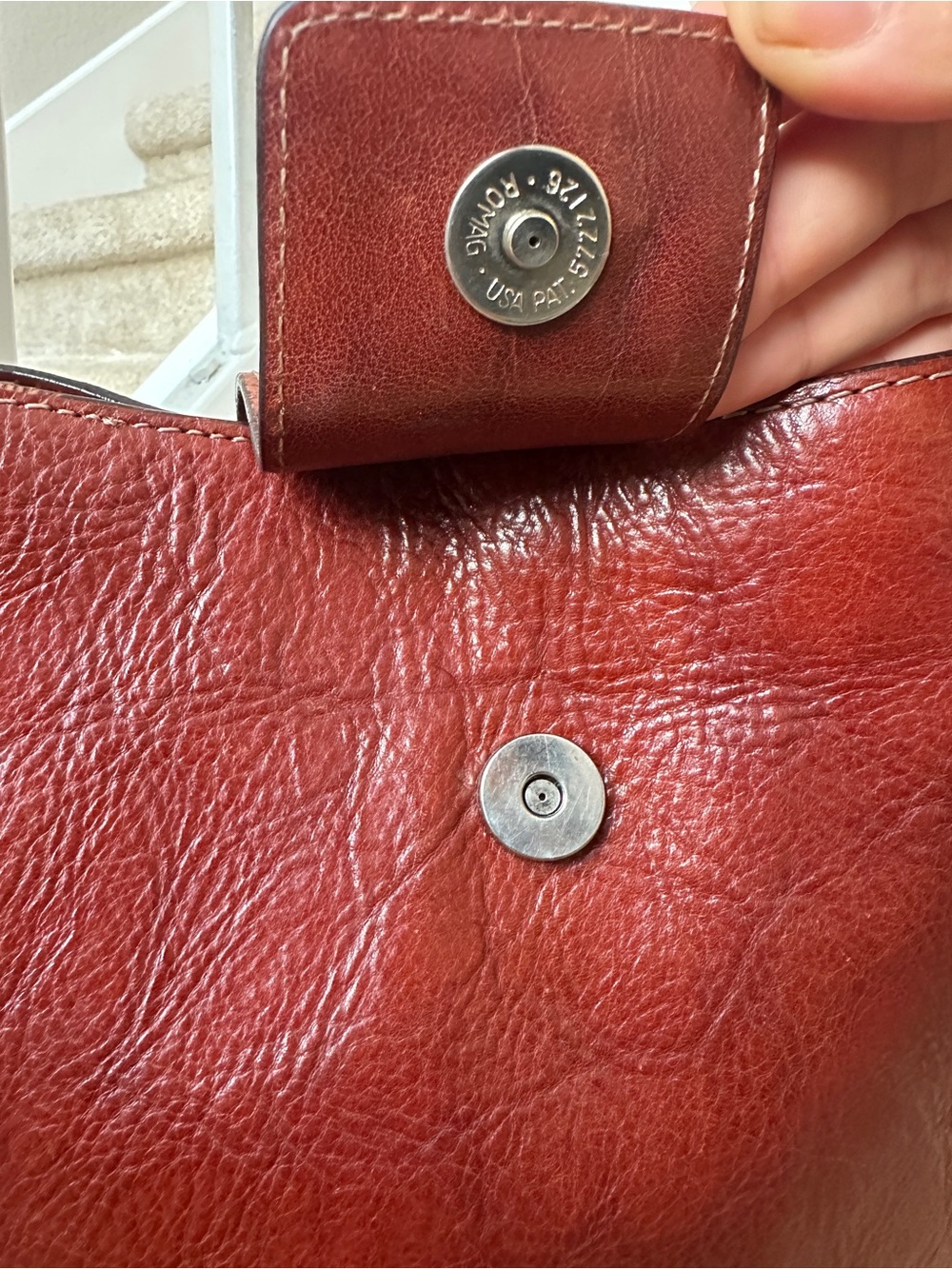 Vintage Fossil ZB9097 90s Oxblood Brown Genuine Leather Shoulder Bag Purse - Picture 4 of 13